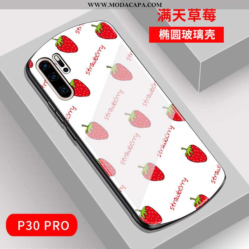 Capas Huawei P30 Pro Bonitos Rodadas Vidro Estilosas Vermelho Frente Malha Online