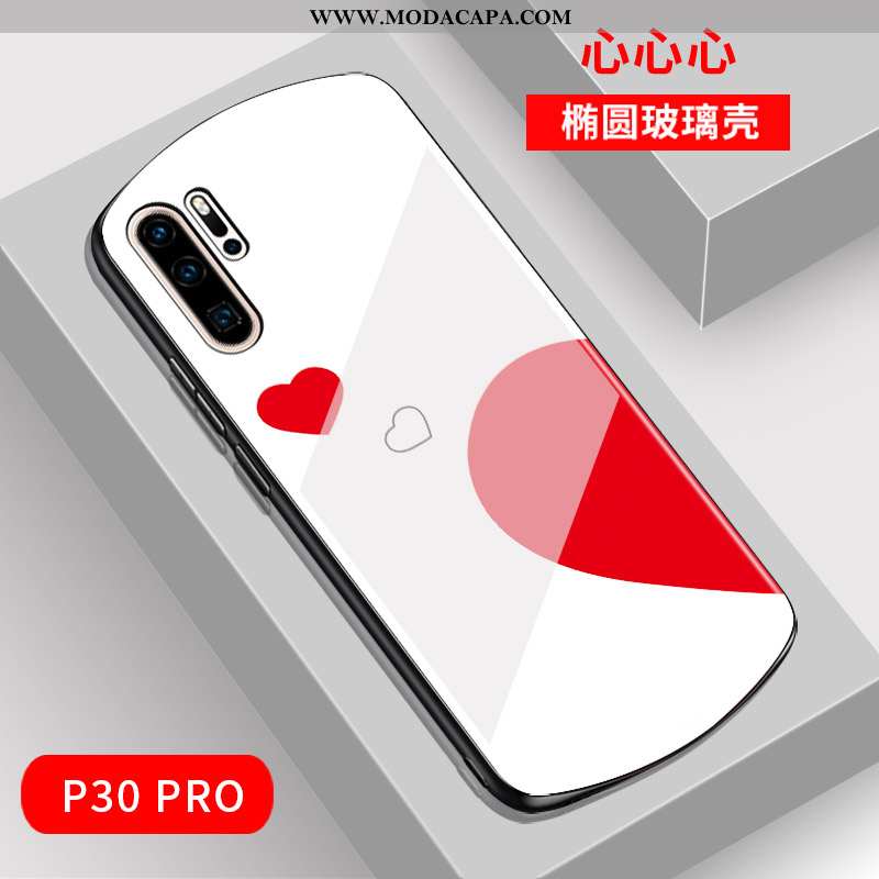 Capas Huawei P30 Pro Bonitos Rodadas Vidro Estilosas Vermelho Frente Malha Online