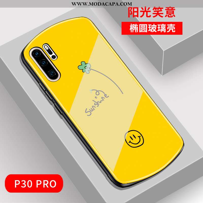 Capas Huawei P30 Pro Bonitos Rodadas Vidro Estilosas Vermelho Frente Malha Online