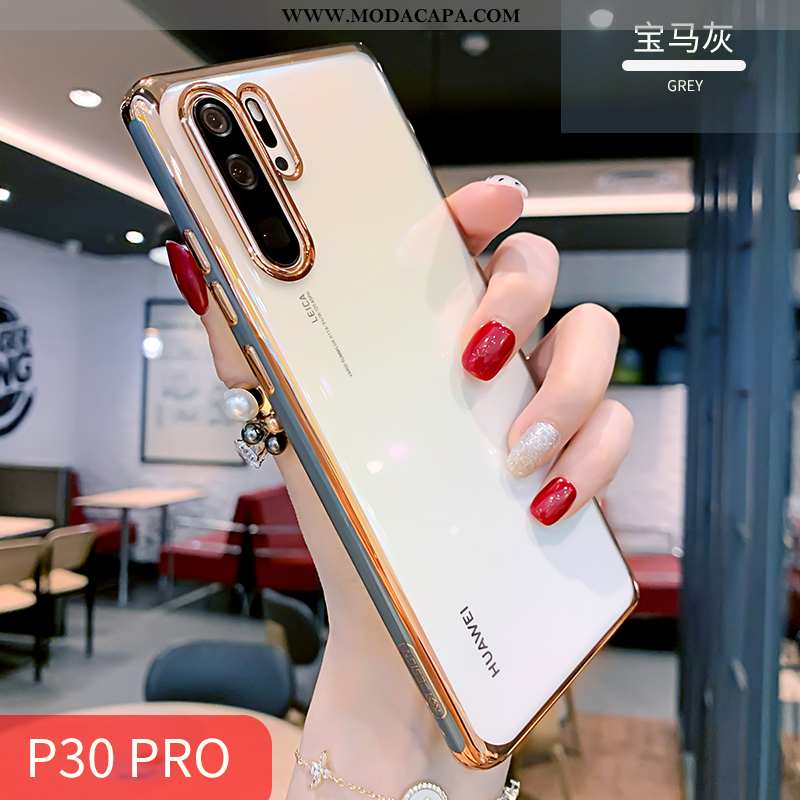 Capas Huawei P30 Pro Slim Telemóvel Clara Antiqueda Simples Super Branco Baratas