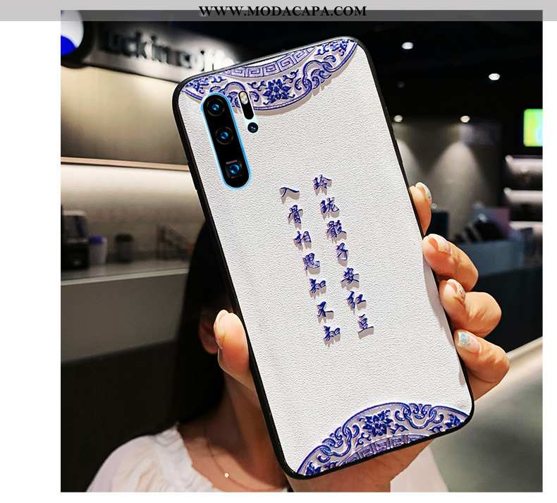 Capa Huawei P30 Pro Couro Completa Midi Casal Branco Telemóvel Capas Online