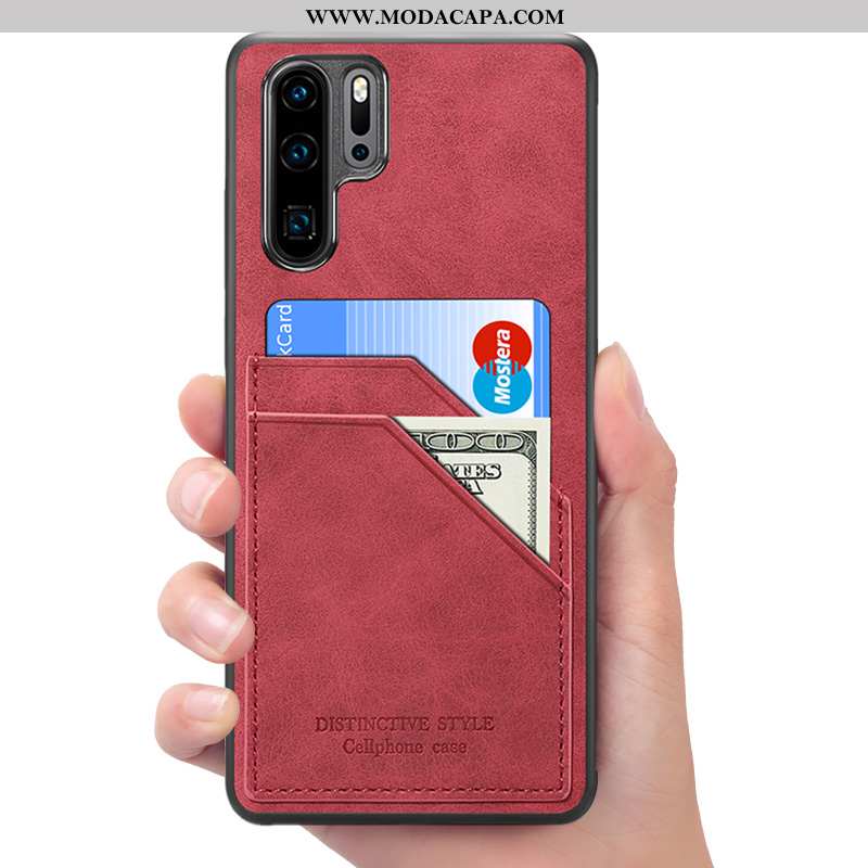 Capas Huawei P30 Pro Couro Vermelho Telemóvel Carteira Cases Online