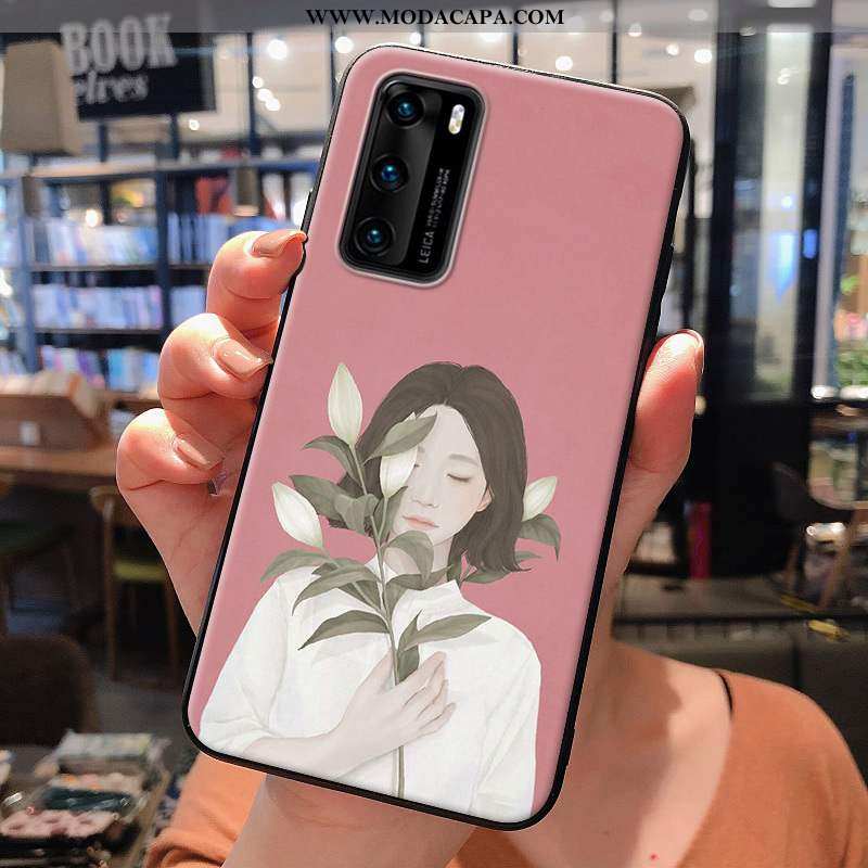 Capas Huawei P40 Soft Pequena Novas Silicone Telemóvel Rosa Baratas