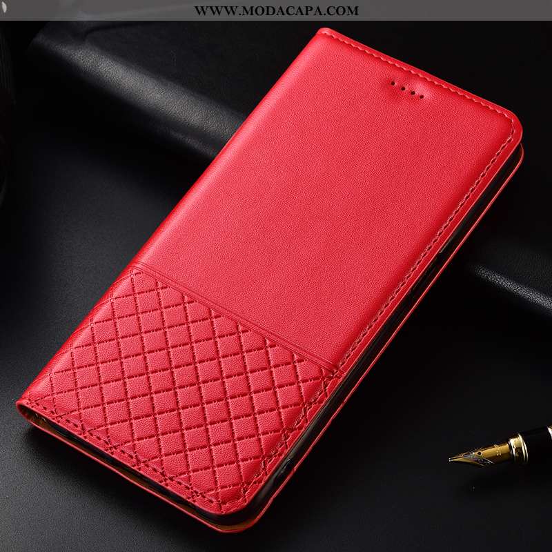 Capas Huawei P40 Couro Vermelho Cases Protetoras Genuíno Telemóvel Cover Baratas