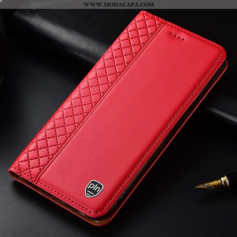 Capas Huawei P40 Couro Vermelho Cases Protetoras Genuíno Telemóvel Cover Baratas