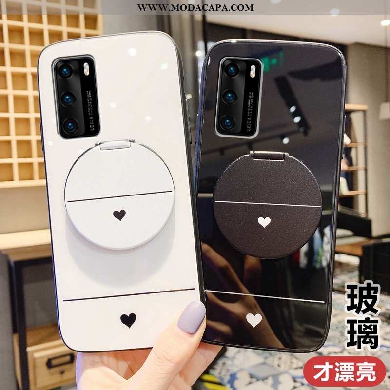 Capas Huawei P40 Vidro Casaco Telemóvel Verde Coração Protetoras Online