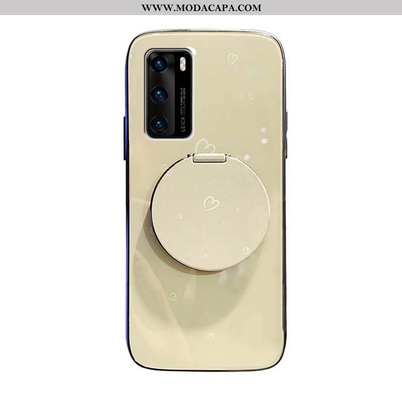 Capas Huawei P40 Vidro Casaco Telemóvel Verde Coração Protetoras Online