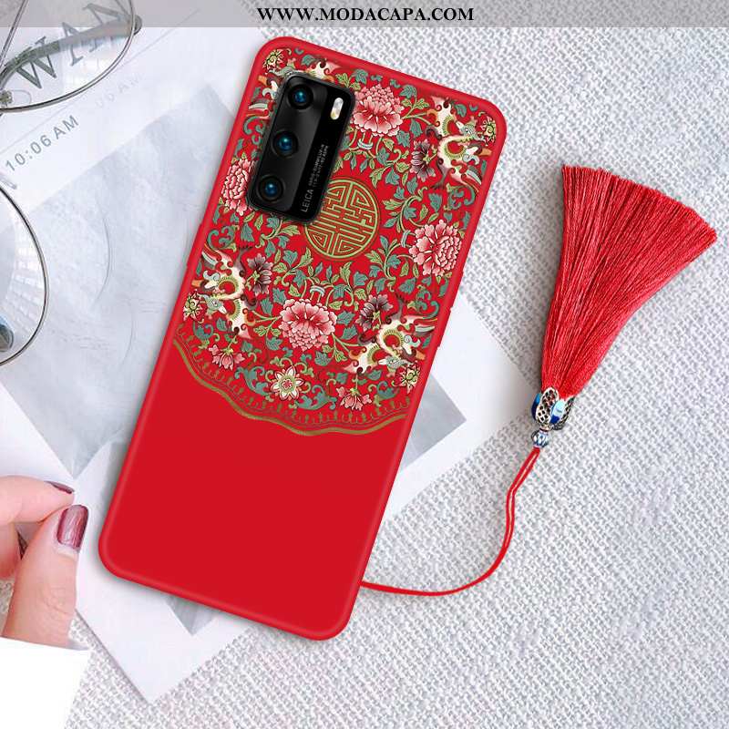 Capa Huawei P40 Protetoras Midi Criativas Azul Escuro Cases Pintado Soft Baratos