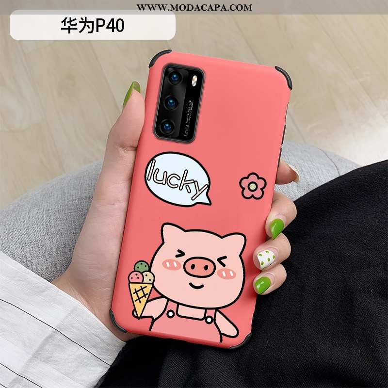 Capa Huawei P40 Desenho Animado Vermelho Silicone Protetoras Casal Telemóvel Cases Online