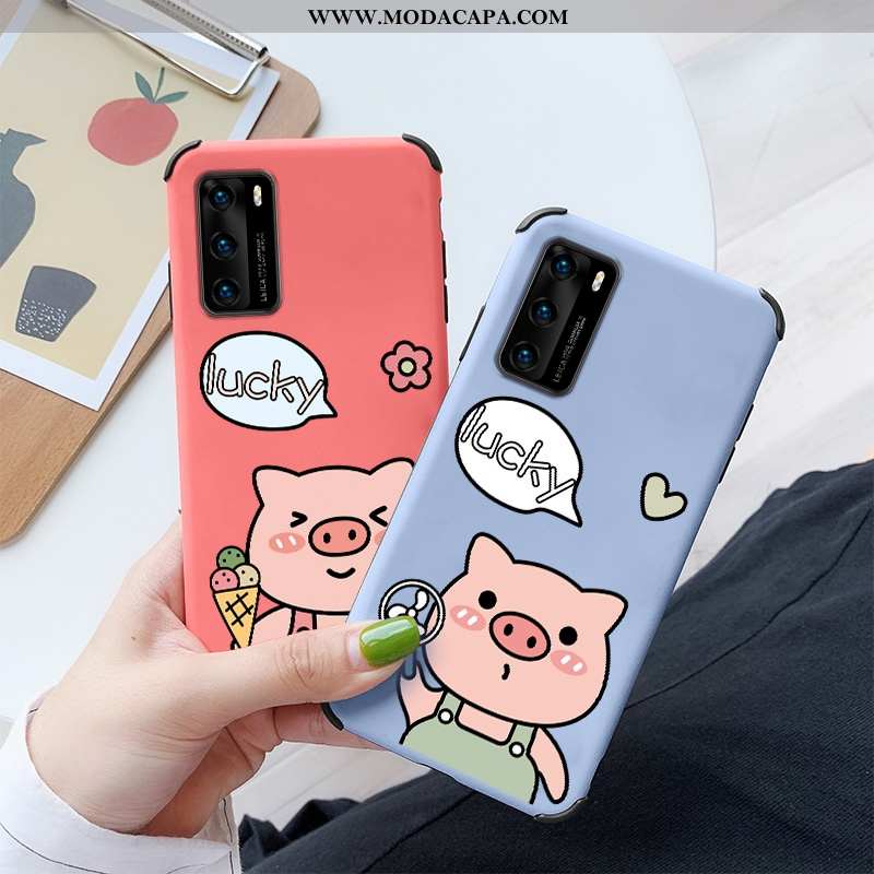 Capa Huawei P40 Desenho Animado Vermelho Silicone Protetoras Casal Telemóvel Cases Online