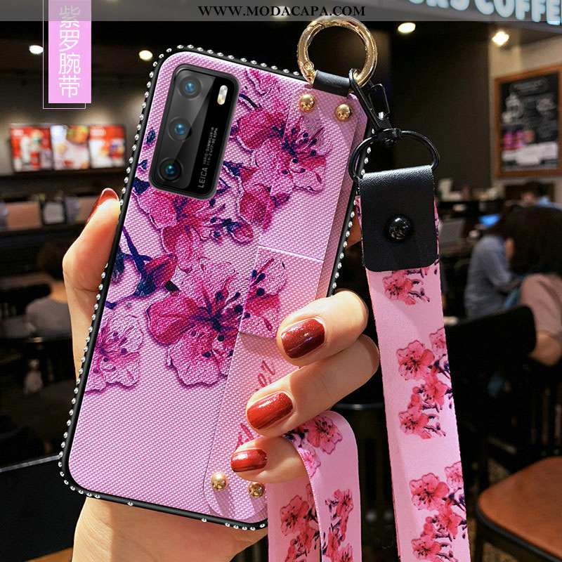 Capa Huawei P40 Cordao Soft Rosa Tendencia Protetoras Completa Wrisband Comprar