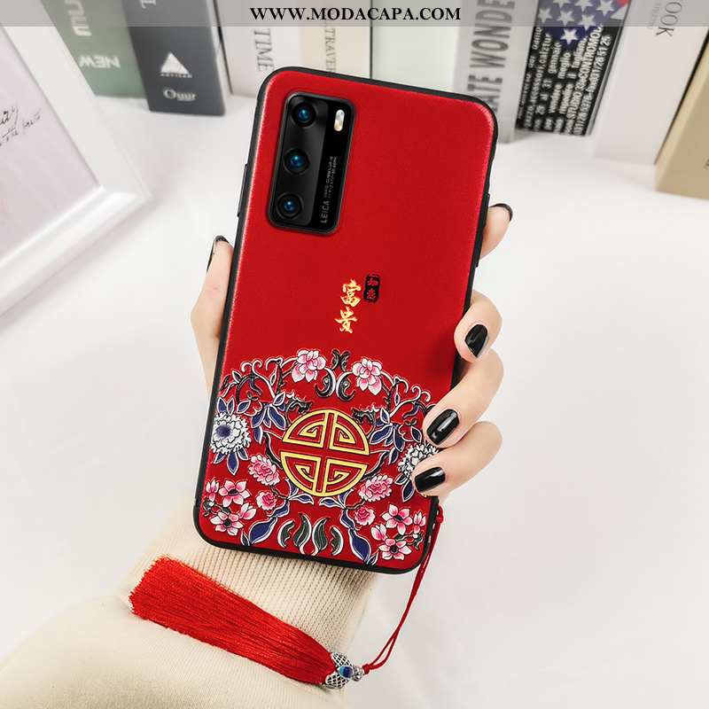 Capas Huawei P40 Protetoras Telemóvel Cases Soft Vermelho Cola Baratas