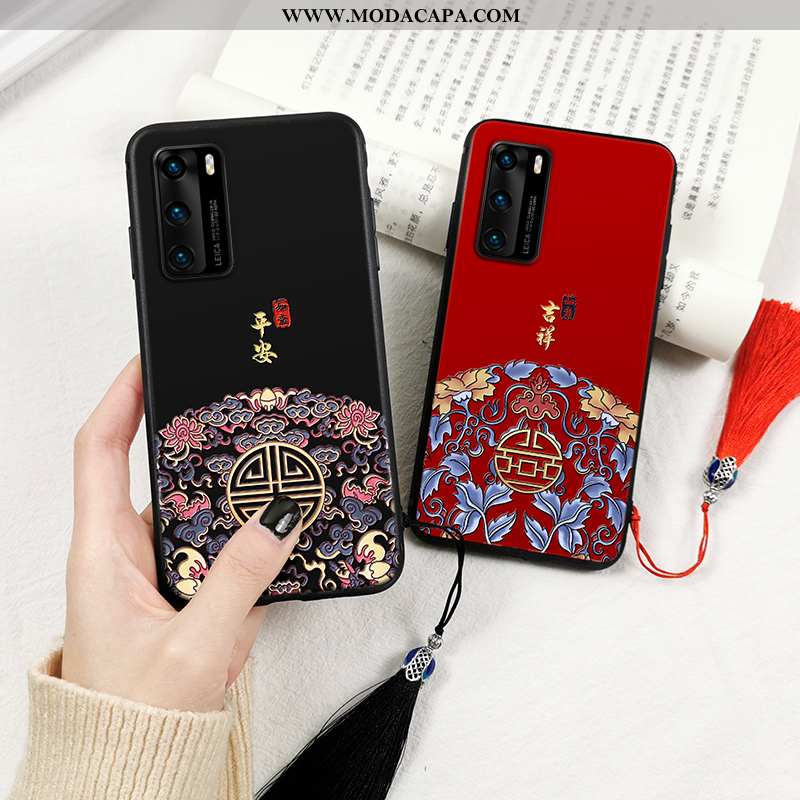 Capas Huawei P40 Protetoras Telemóvel Cases Soft Vermelho Cola Baratas