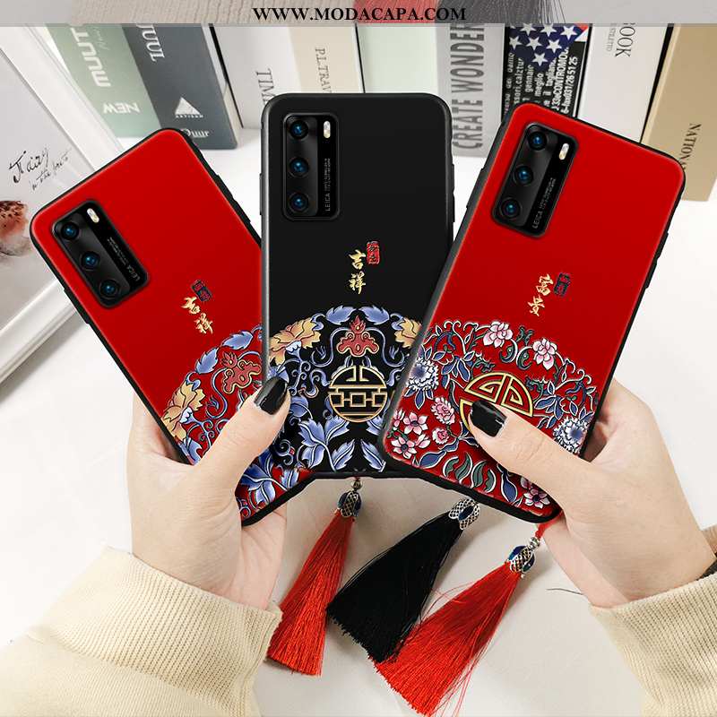 Capas Huawei P40 Protetoras Telemóvel Cases Soft Vermelho Cola Baratas