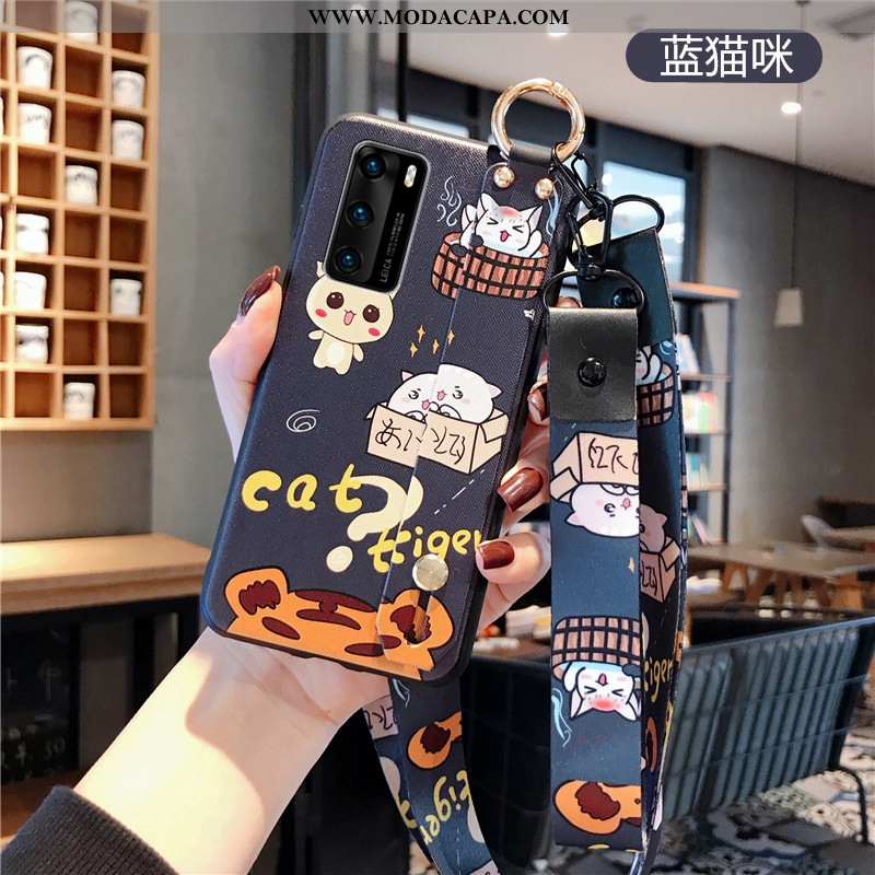 Capas Huawei P40 Estilosas Antiqueda Wrisband Cordao Cases Azul Baratos