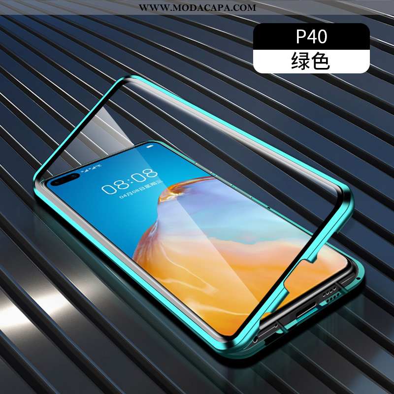 Capa Huawei P40 Protetoras Telemóvel Completa Armação Metalizada Vidro Verde Baratas