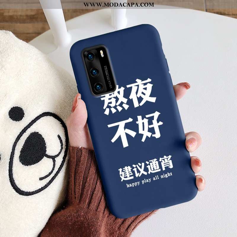 Capas Huawei P40 Silicone Novas Cases Azul Escuro Telemóvel Protetoras Antiqueda Venda