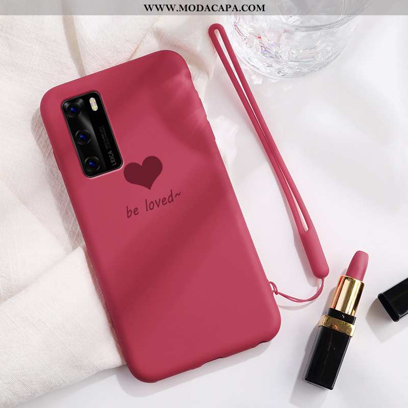 Capas Huawei P40 Slim Criativas Vermelho Tendencia Cases Telemóvel Simples Venda