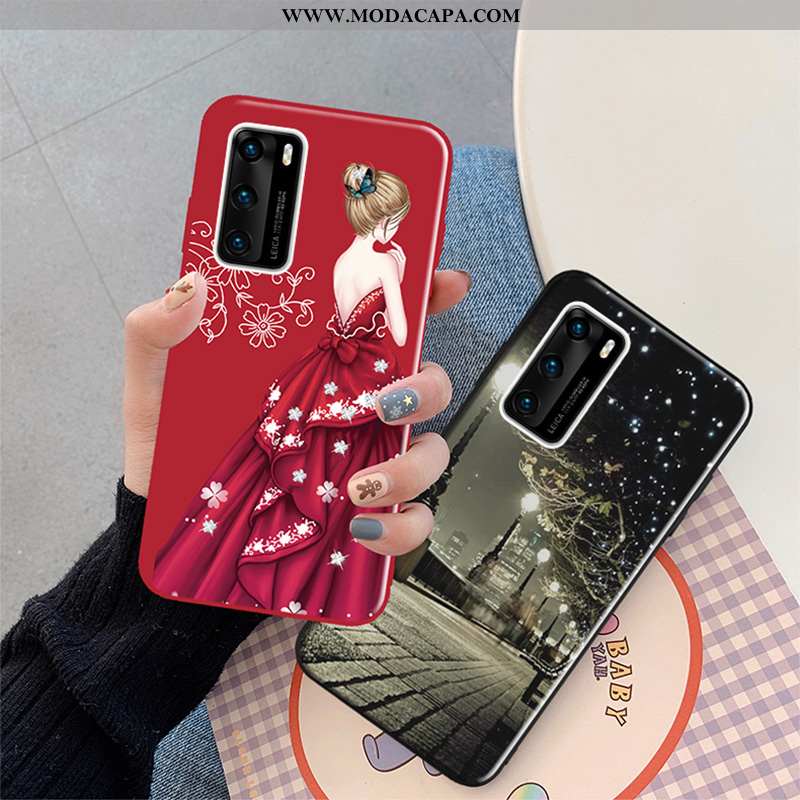 Capas Huawei P40 Tendencia Animais Cor De Vinho Soft Cola Cases Barato