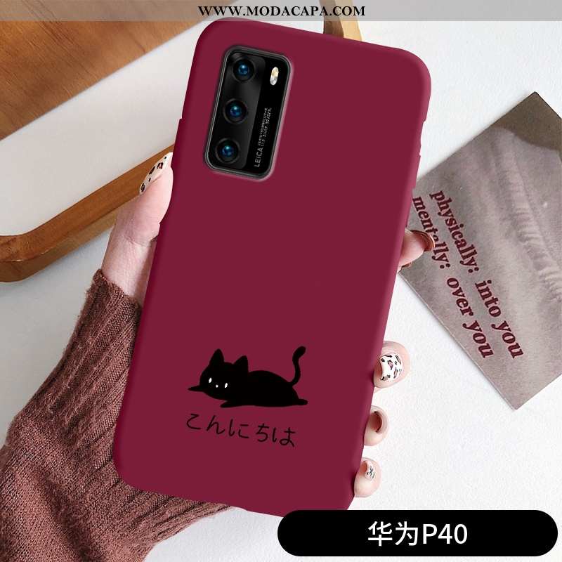 Capa Huawei P40 Super Completa Vermelho Capas Gato Preto Fosco Comprar