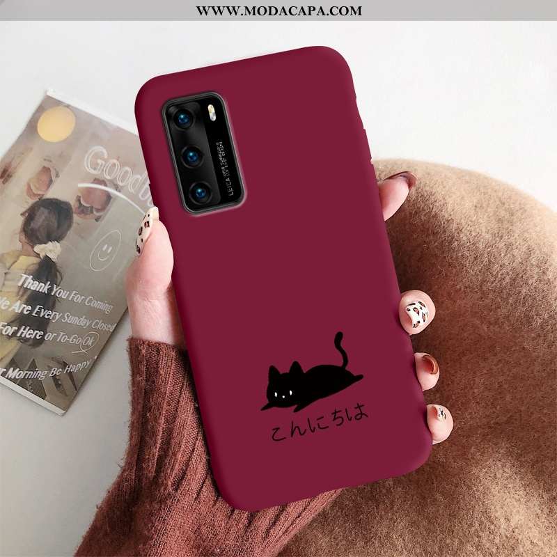 Capa Huawei P40 Super Completa Vermelho Capas Gato Preto Fosco Comprar