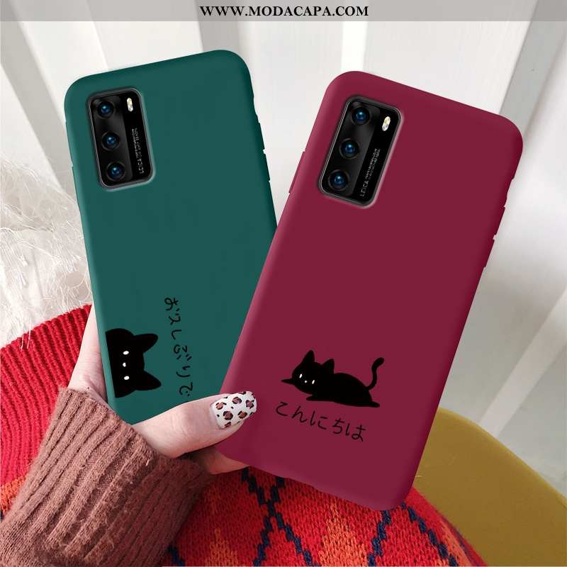 Capa Huawei P40 Super Completa Vermelho Capas Gato Preto Fosco Comprar