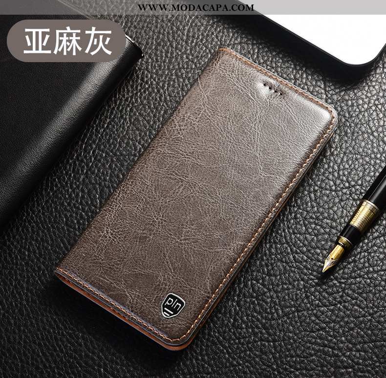 Capas Huawei P40 Lite E Protetoras Completa Cinza Couro Legitimo Telemóvel Tigrada Online