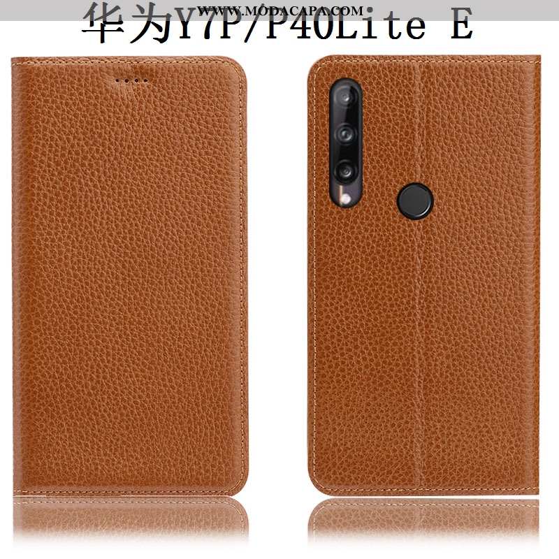 Capa Huawei P40 Lite E Couro Genuíno Protetoras Cases Cover Completa Marrom Telemóvel Comprar