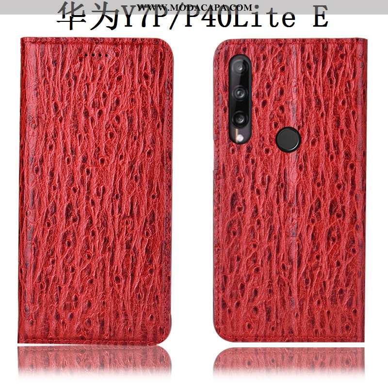 Capa Huawei P40 Lite E Protetoras Pássaro Antiqueda Couro Genuíno Completa Telemóvel Vermelho Barato