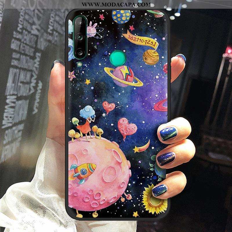 Capa Huawei P40 Lite E Criativas Capas Soft Telemóvel Desenho Animado Pu Preto Baratas