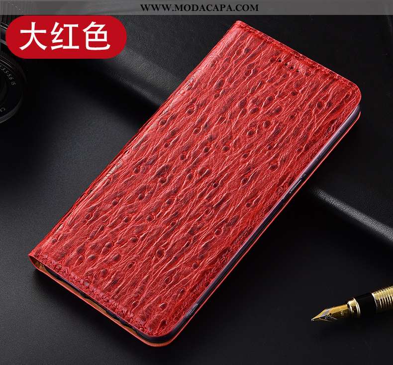 Capas Huawei P40 Lite E Protetoras Telemóvel Vermelho Cover Couro Legitimo Antiqueda Cases Promoção
