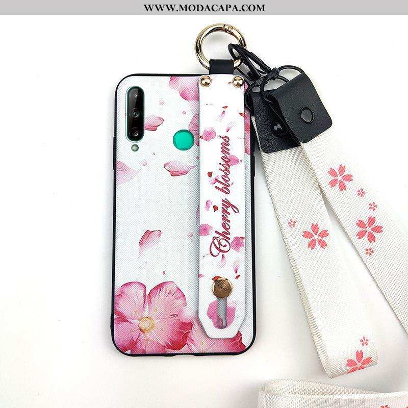 Capa Huawei P40 Lite E Cordao Cases Telemóvel Florido Rosa Protetoras Soft Venda