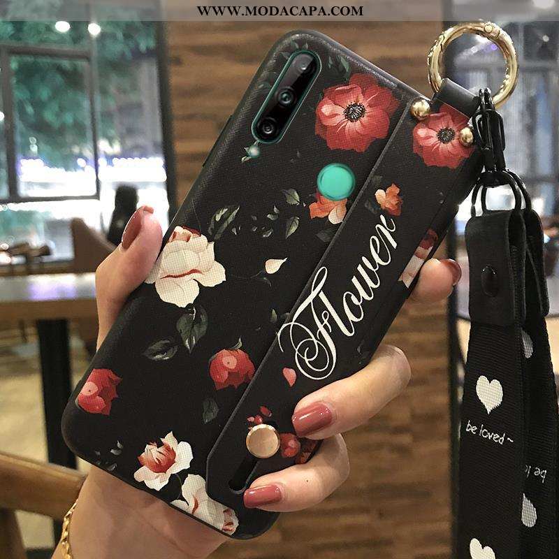 Capa Huawei P40 Lite E Cordao Cases Telemóvel Florido Rosa Protetoras Soft Venda