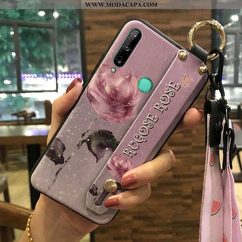 Capa Huawei P40 Lite E Cordao Cases Telemóvel Florido Rosa Protetoras Soft Venda