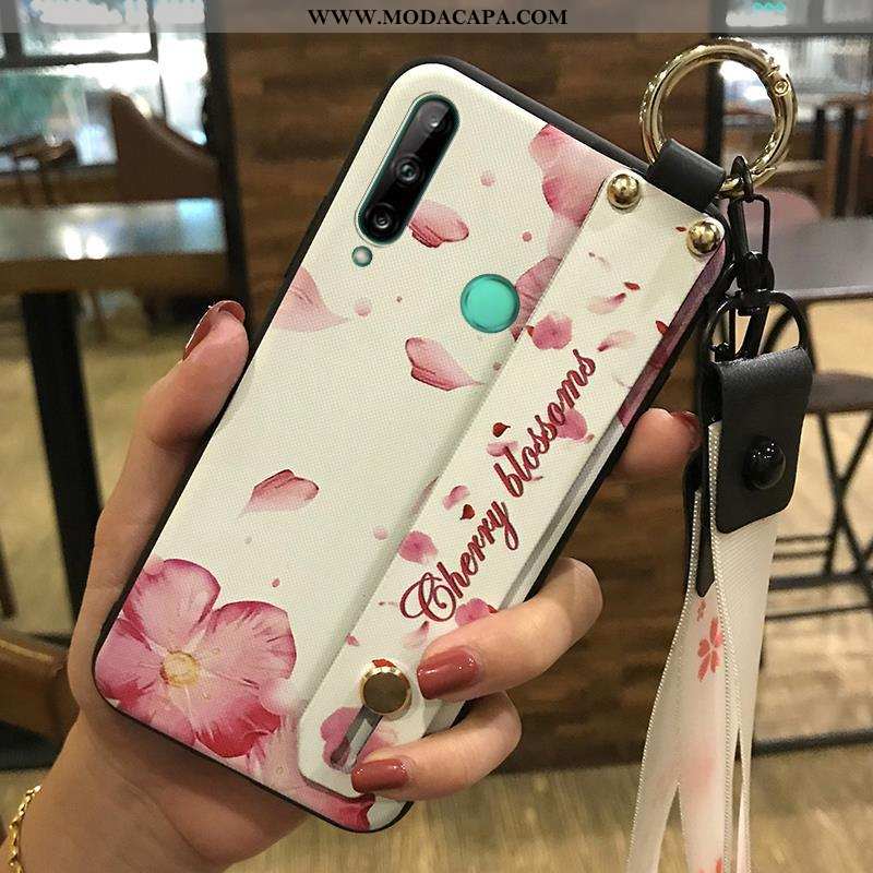 Capa Huawei P40 Lite E Cordao Cases Telemóvel Florido Rosa Protetoras Soft Venda