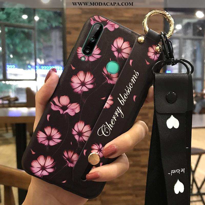 Capa Huawei P40 Lite E Cordao Cases Telemóvel Florido Rosa Protetoras Soft Venda