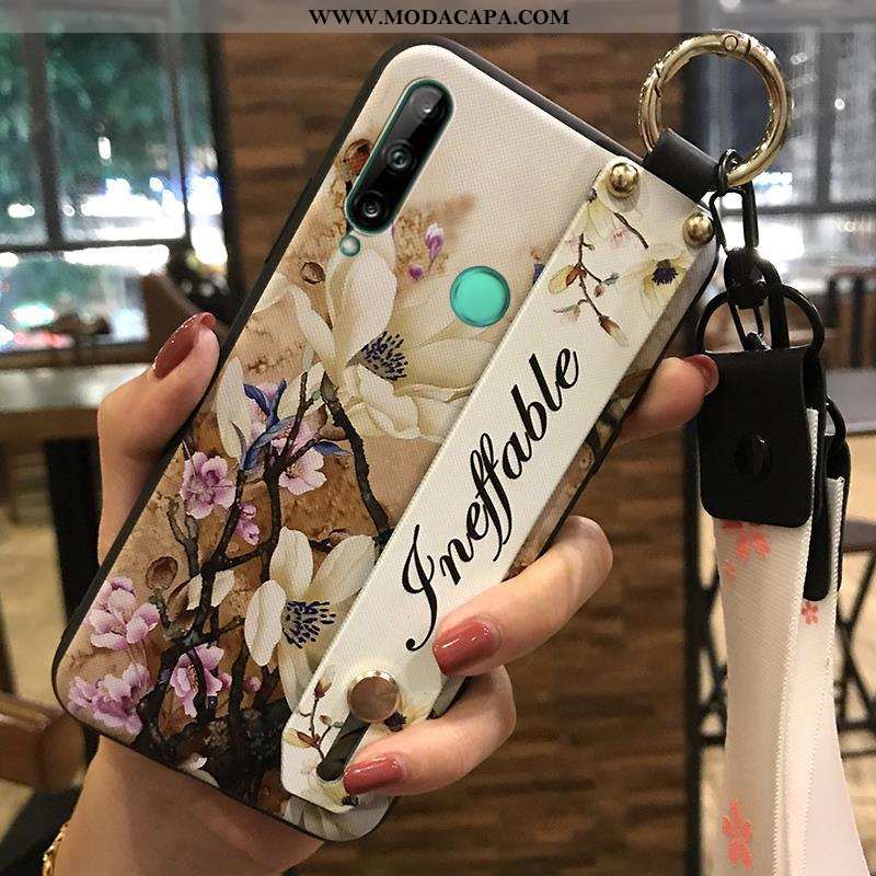 Capa Huawei P40 Lite E Cordao Cases Telemóvel Florido Rosa Protetoras Soft Venda