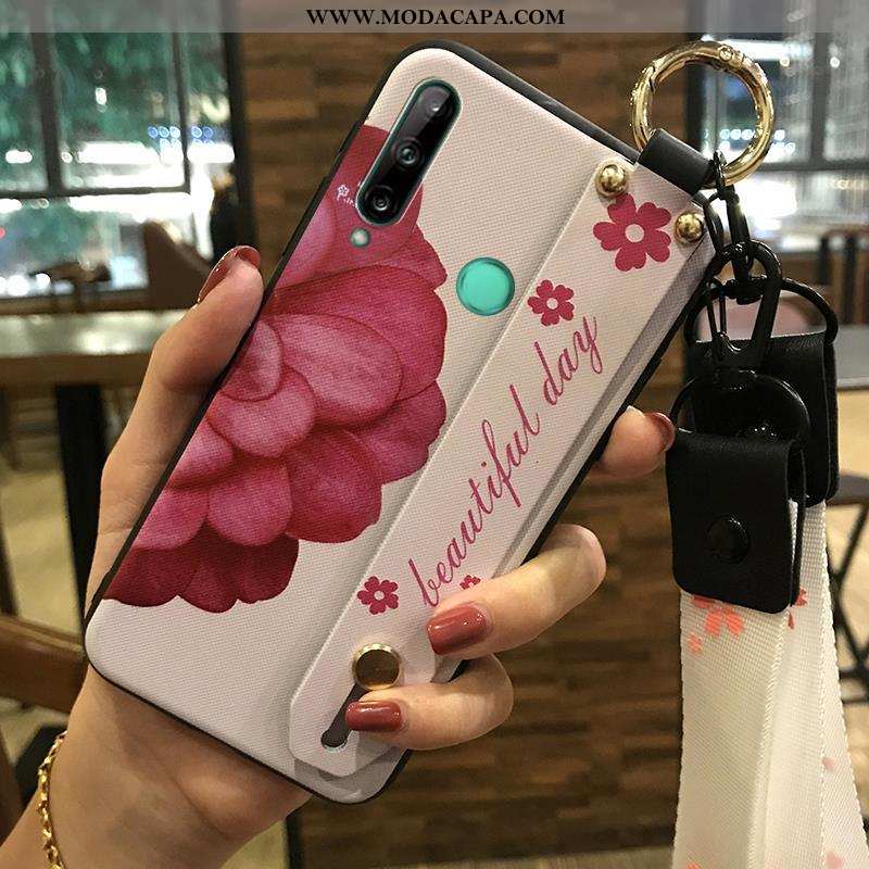 Capa Huawei P40 Lite E Cordao Cases Telemóvel Florido Rosa Protetoras Soft Venda