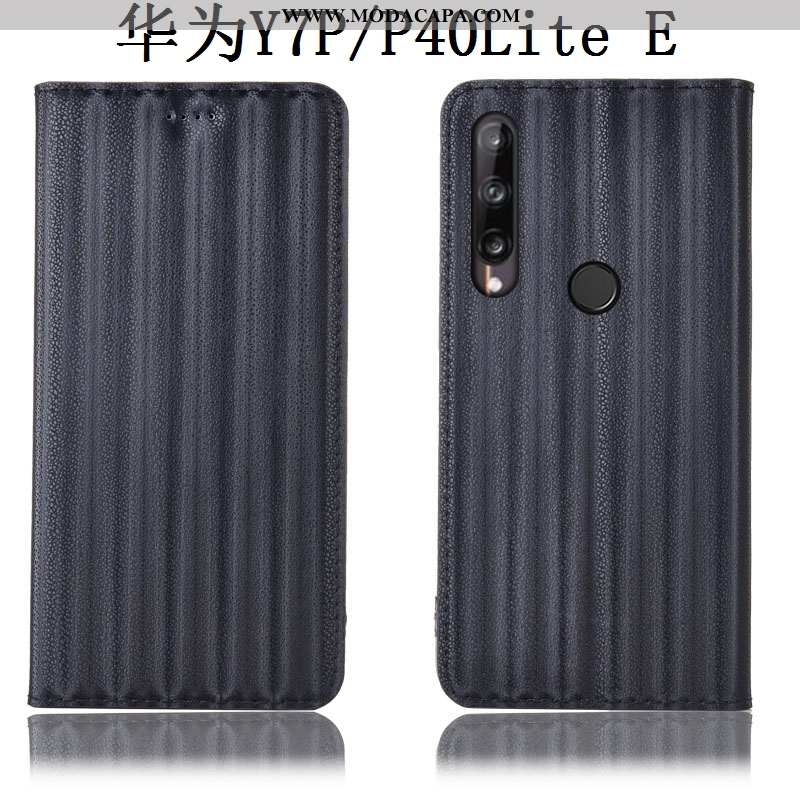 Capas Huawei P40 Lite E Couro Legitimo Antiqueda Cover Completa Cases Gradiente Preto Venda