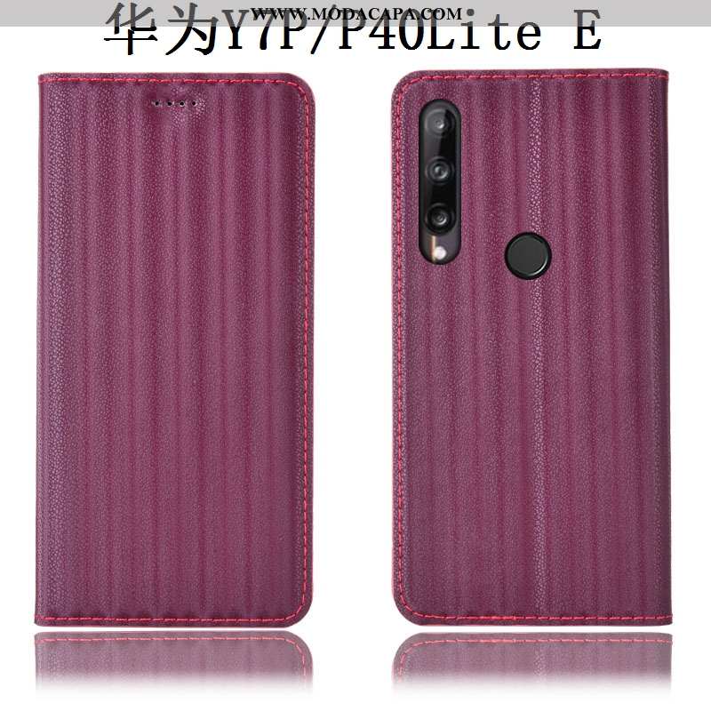 Capas Huawei P40 Lite E Couro Legitimo Antiqueda Cover Completa Cases Gradiente Preto Venda