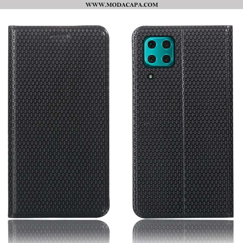 Capa Huawei P40 Lite Couro Genuíno Cover Protetoras Cases Telemóvel Marrom Capas Venda