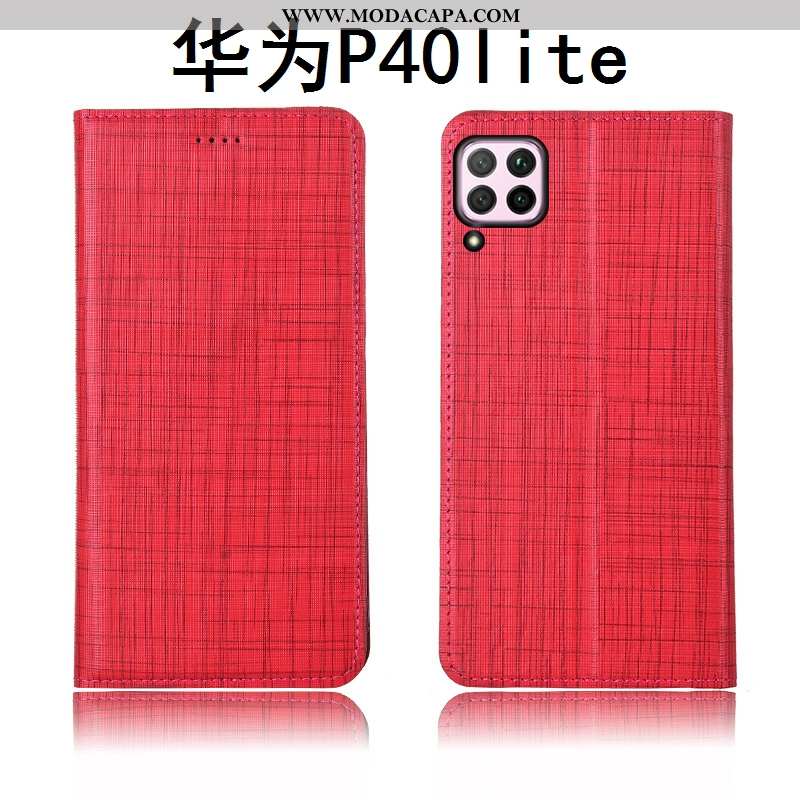 Capas Huawei P40 Lite Soft Dupla Telemóvel Protetoras Azul Escuro Couro Genuíno Venda