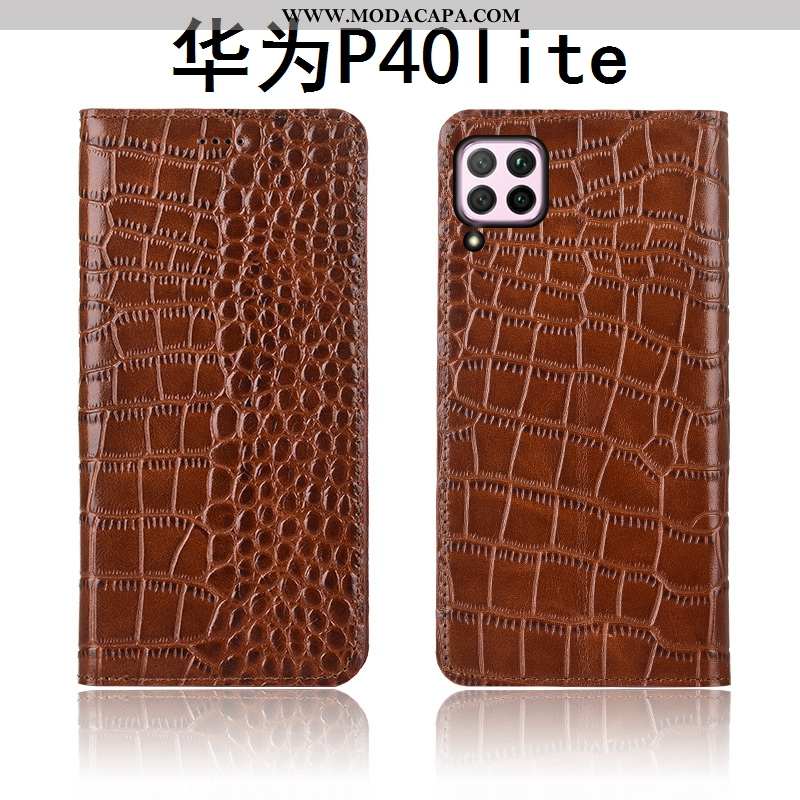 Capa Huawei P40 Lite Couro Genuíno Telemóvel Soft Cover Marrom Protetoras Couro Online