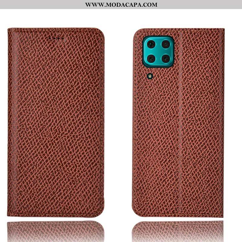 Capas Huawei P40 Lite Protetoras Cases Couro Legitimo Vermelho Telemóvel Malha Antiqueda Baratas