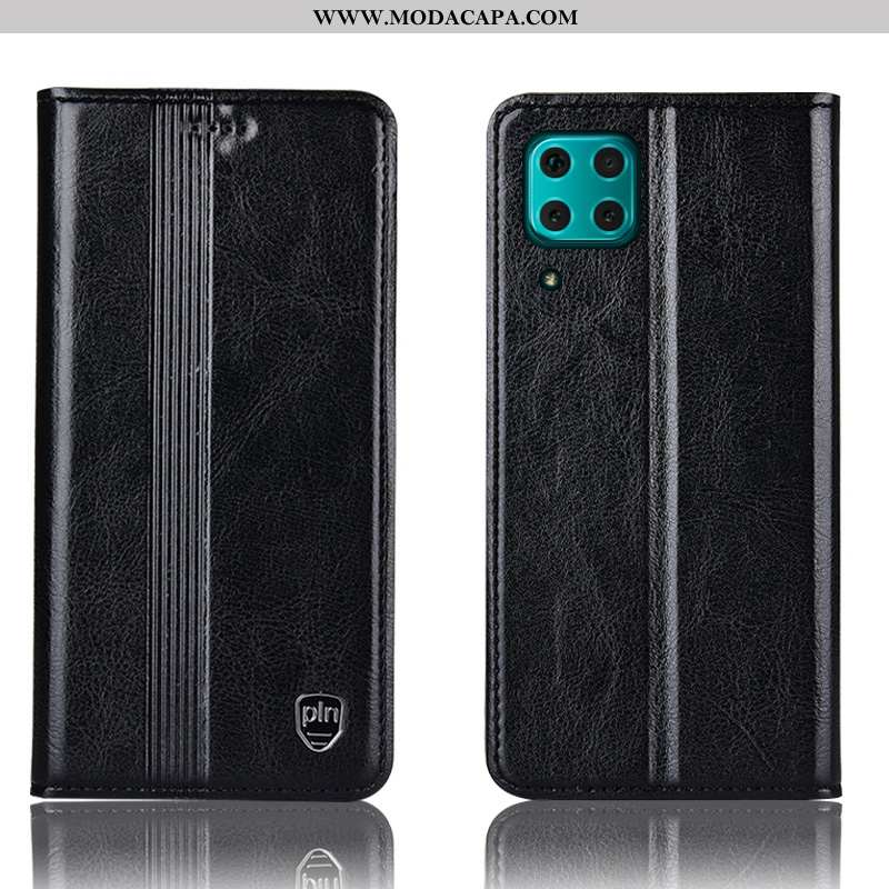 Capas Huawei P40 Lite Protetoras Couro Genuíno Cover Telemóvel Fio Marrom Comprar