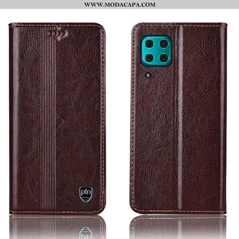 Capas Huawei P40 Lite Protetoras Couro Genuíno Cover Telemóvel Fio Marrom Comprar