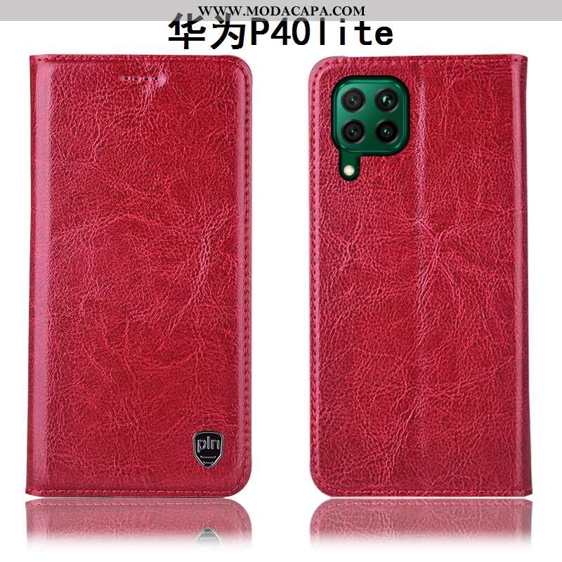 Capa Huawei P40 Lite Protetoras Couro Genuíno Cases Telemóvel Completa Cover Tigrada Barato