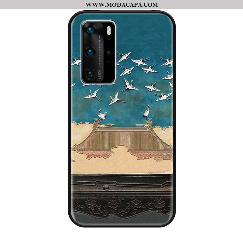 Capa Huawei P40 Pro Protetoras Cases Azul Tendencia Telemóvel Antiqueda Retro Barato