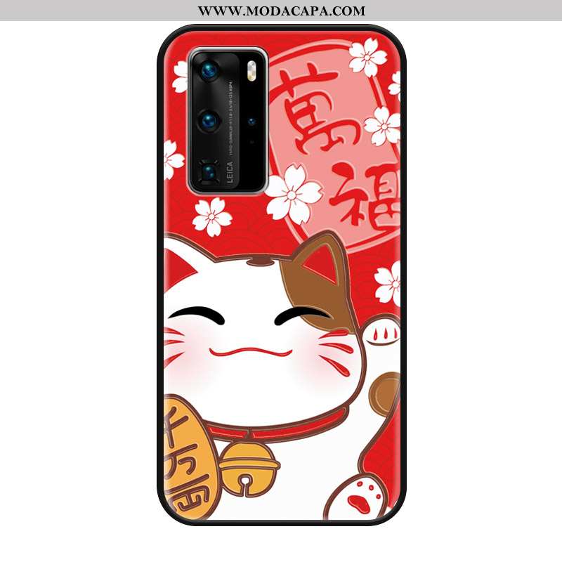 Capa Huawei P40 Pro Cordao Desenho Animado Protetoras Catinet Silicone Vermelho Cases Online