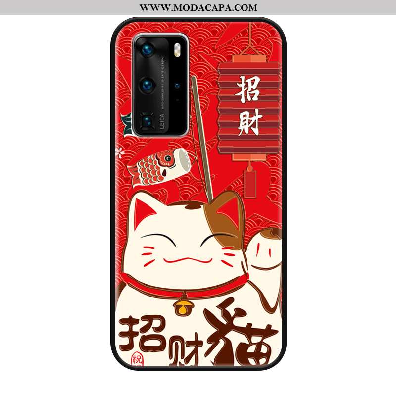 Capa Huawei P40 Pro Cordao Desenho Animado Protetoras Catinet Silicone Vermelho Cases Online